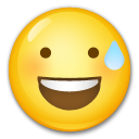 Jak wygląda emoji Uśmiechnięta twarz z otwartymi ustami, oblana zimnym potem w Lg.