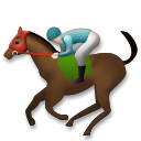 Hoe Jockey op renpaard: lichte huidskleur emoji eruit ziet op Lg.