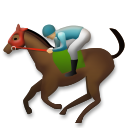 Hoe Jockey op renpaard: lichtgetinte huidskleur emoji eruit ziet op Lg.