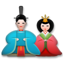 Como o emoji do Bonecas japonesas é exibido no Lg.