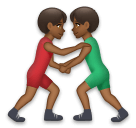 A quoi ressemblent les emoji Lutteurs : peau mate sur Lg.