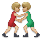 A quoi ressemblent les emoji Lutteurs : peau moyennement claire sur Lg.