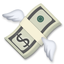 Bagaimana Money with Wings emoji terlihat di Lg.