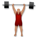 Bagaimana Person Lifting Weights: Medium Skin Tone emoji terlihat di Lg.