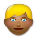 Jak wygląda emoji Osoba z włosami blond: karnacja średnio ciemna w Lg.