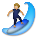 Hoe Surfer: lichtgetinte huidskleur emoji eruit ziet op Lg.