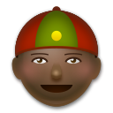 Hoe Man met Chinees petje: donkere huidskleur emoji eruit ziet op Lg.