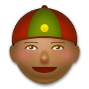 A quoi ressemblent les emoji Homme avec casquette chinoise: peau mate sur Lg.