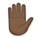 Hoe Opgeheven hand: donkere huidskleur emoji eruit ziet op Lg.