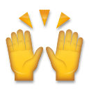 Bagaimana Raising Hands emoji terlihat di Lg.