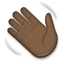 Hoe Zwaaiende hand: donkere huidskleur emoji eruit ziet op Lg.