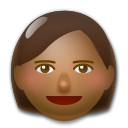 Jak wygląda emoji Kobieta: karnacja średnio ciemna w Lg.