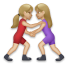 Lg에서레슬링하는 여자: 연한 갈색 피부그림 이모티콘이 어떻게 보이는지.