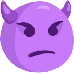 Bagaimana Angry Face with Horns emoji terlihat di Messenger.