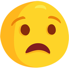 Wie Qualvolles Gesicht Emoji auf Messenger aussieht.