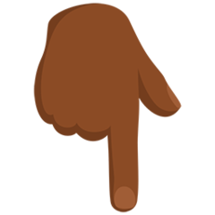 Wie Nach unten weisender Zeigefinger: mitteldunkle Hautfarbe Emoji auf Messenger aussieht.