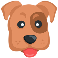 Bagaimana Dog Face emoji terlihat di Messenger.