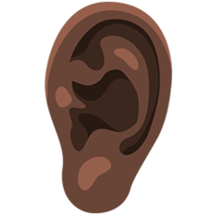 How Ear: Dark Skin Tone emoji looks on Messenger.