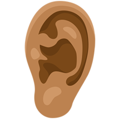 Bagaimana Ear: Medium Skin Tone emoji terlihat di Messenger.