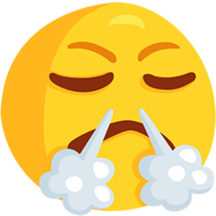 Bagaimana Face with Steam From Nose emoji terlihat di Messenger.