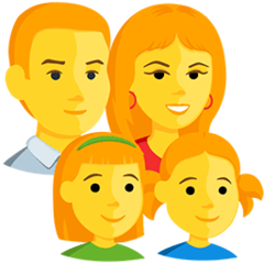 Como o emoji do Família: homem, mulher, menina e menina é exibido no Messenger.