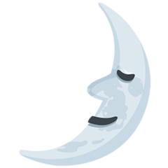 Cómo se ve el emoji Luna de cuarto creciente con cara en Messenger.