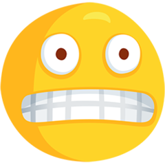 Wie Grimassen schneidendes Gesicht Emoji auf Messenger aussieht.