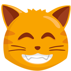 Bagaimana Wajah kucing gembira dengan mata bahagia emoji terlihat di Messenger.