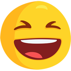 Bagaimana Wajah tersenyum lebar dan memejamkan mata emoji terlihat di Messenger.