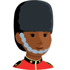 Bagaimana Guard: Medium-Dark Skin Tone emoji terlihat di Messenger.