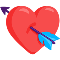 Bagaimana Heart with Arrow emoji terlihat di Messenger.