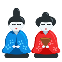 Como o emoji do Bonecas japonesas é exibido no Messenger.