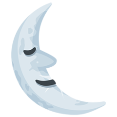 Bagaimana Last Quarter Moon Face emoji terlihat di Messenger.