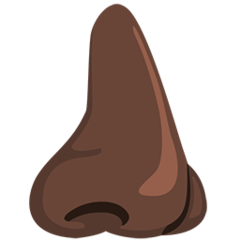 How Nose: Dark Skin Tone emoji looks on Messenger.