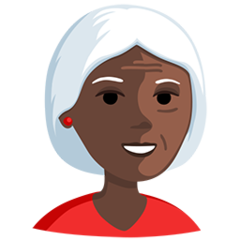 Bagaimana Old Woman: Dark Skin Tone emoji terlihat di Messenger.