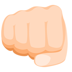 Bagaimana Oncoming Fist: Light Skin Tone emoji terlihat di Messenger.