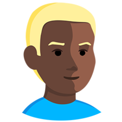 Bagaimana Person: Dark Skin Tone, Blond Hair emoji terlihat di Messenger.