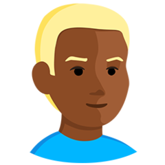 Bagaimana Person: Medium-Dark Skin Tone, Blond Hair emoji terlihat di Messenger.