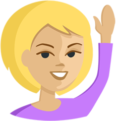 Wie Person mit erhobenem Arm: mittelhelle Hautfarbe Emoji auf Messenger aussieht.