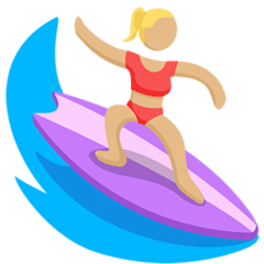 Wie Surfer(in): mittelhelle Hautfarbe Emoji auf Messenger aussieht.