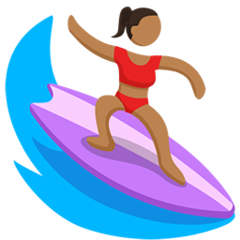 Wie Surfer(in): mittlere Hautfarbe Emoji auf Messenger aussieht.