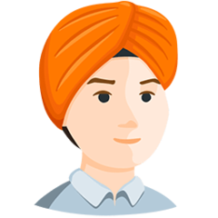 Wie Person mit Turban: helle Hautfarbe Emoji auf Messenger aussieht.