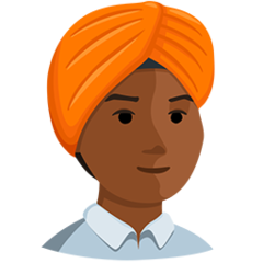 Jak wygląda emoji Osoba w turbanie: karnacja średnio ciemna w Messenger.