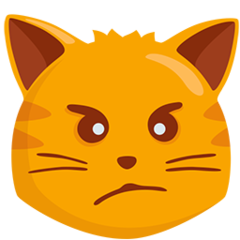 Bagaimana emoji Muka kucing mulut muncung kelihatan di Messenger.