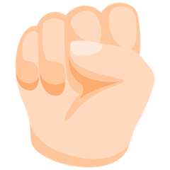 Bagaimana Raised Fist: Light Skin Tone emoji terlihat di Messenger.