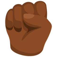 Bagaimana Raised Fist: Medium-Dark Skin Tone emoji terlihat di Messenger.