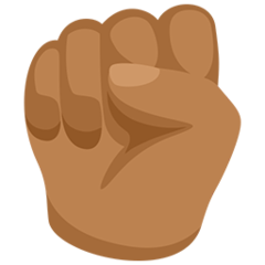 Bagaimana Raised Fist: Medium Skin Tone emoji terlihat di Messenger.