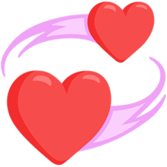 Bagaimana Revolving Hearts emoji terlihat di Messenger.