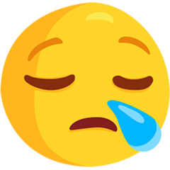 Bagaimana Sleepy Face emoji terlihat di Messenger.