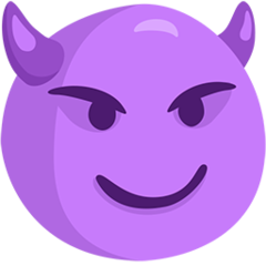 Bagaimana Smiling Face with Horns emoji terlihat di Messenger.